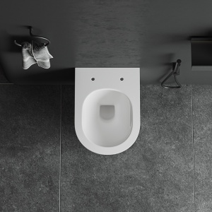 Vas WC suspendat alb cu rama aurie, rimless si capac cu soft close Luma - Img 7