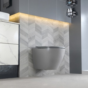 Vas WC suspendat Flow Tornado Grey Matt, rimless cu capac soft close duroplast - Img 6