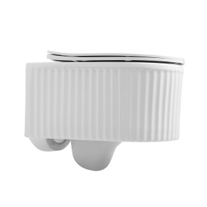 Vas WC suspendat LUMA Alb lucios , Model Canelat, cu capac SoftClose Inclus - Img 3
