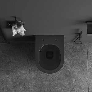 Vas WC suspendat Luma Black cu rama aurie, rimless si cu capac soft close - Img 12