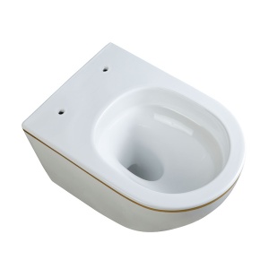 Vas WC suspendat Mizu Tornado White&Gold 02, rimless, capac din duroplast cu softclose - Img 7