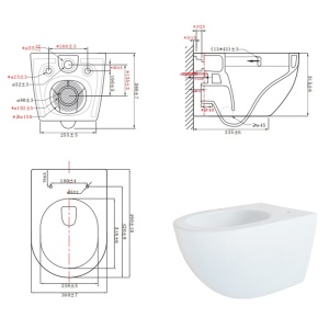 Vas WC suspendat Nero White cu sistem tornado, rimless si capac cu softclose - Img 12
