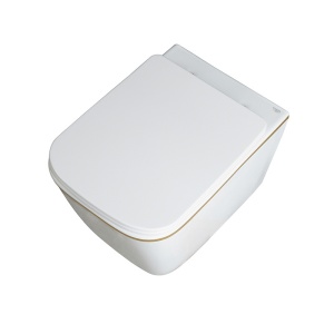 Vas Wc suspendat Rain Rimless Gold Edge , capac soft-close inclus - Img 3