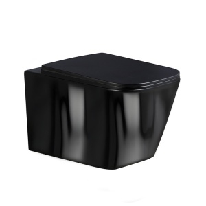Vas Wc suspendat Rain rimless negru, capac softclouse inclus - Img 1