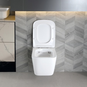 Vas WC suspendat Rain White Glossy, rimless cu capac softclose - Img 11