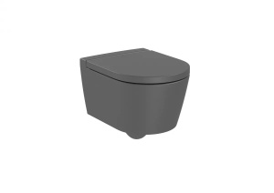 Vas WC suspendat Roca Inspira Round rimless fara capac mat antracit 48 x 37 cm