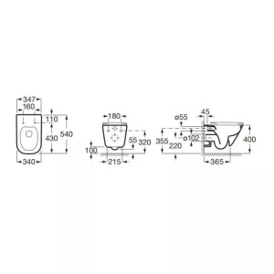 Vas WC suspendat Roca The Gap Square Rimless alb 54 x 35 cm - Img 3