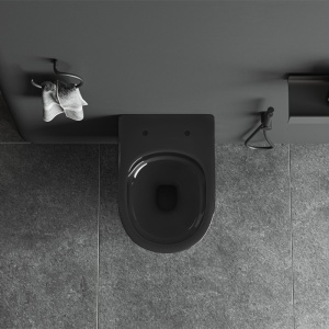 Vas wc suspendat Skal Tornado negru lucios cu model si capac soft close - Img 7
