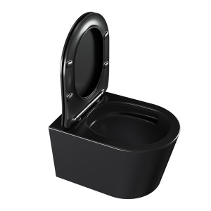 Vas wc suspendat Tornado Elite Black Matt, rimless cu capac din duroplast cu softclose - Img 8