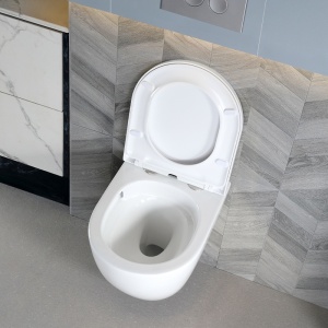 Vas WC suspendat Tornado Flow White Gloss rimless cu capac din duroplast si inchidere softclose - Img 7