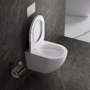 Vas WC suspendat Tornado Nero White 03, rimless cu capac din duroplast si inchidere softclose - Img 5