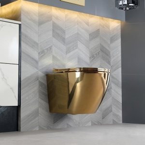 Vas WC suspendat Yuzu Gold, rimless cu capac softclose - Img 4