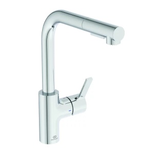 Baterie bucatarie cu dus extactibil Ideal Standard Gusto 295 crom lucios 2 tipuri de jet - Img 1