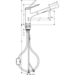 Baterie bucatarie cu dus extractibil crom periat Hansgrohe Zesis M33 150 cu 2 jeturi 74800800 - Img 2