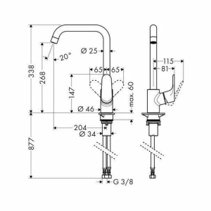 Baterie bucatarie Hansgrohe Focus cu pipa rotativa crom - Img 2