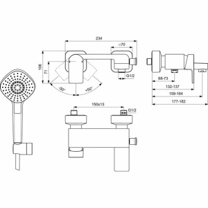 Baterie cada Ideal Standard Edge cu set de dus IdealRain - Img 2