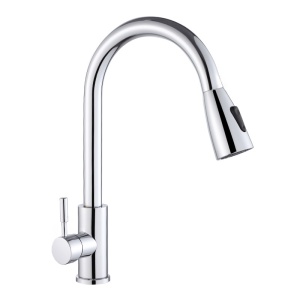 Baterie de bucatarie monocomanda cu montaj pe blat Selena crom gat extensibil