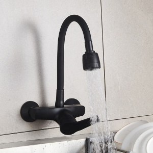 Baterie de bucatarie monocomanda cu montaj pe perete Dover cu gat flexibil negru mat - Img 10
