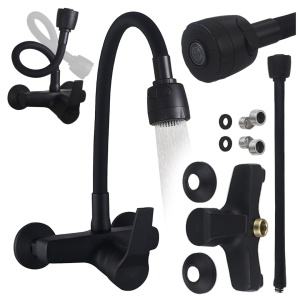 Baterie de bucatarie monocomanda cu montaj pe perete Dover cu gat flexibil negru mat - Img 20