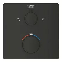 Baterie dus incastrata cu termostat Grohe Grohtherm 2 iesiri negru mat patrat