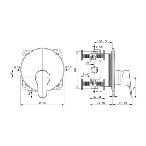 Baterie dus incastrata Ideal Standard Cerabase crom lucios fara corp ingropat - Img 3