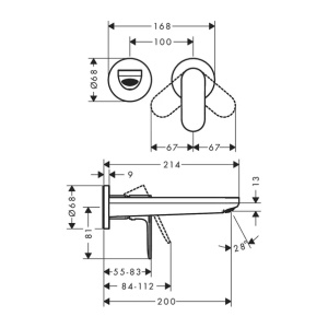 Baterie lavoar incastrata Hansgrohe Rebris S crom lucios - Img 2