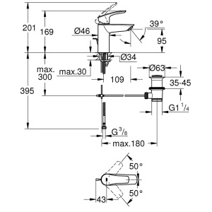 Baterie lavoar monocomanda Grohe Eurosmart New S negru mat - Img 4