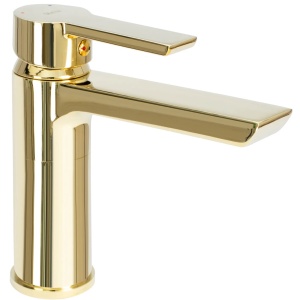 Baterie Lavoar REA Argus GOLD LOW, Montaj Pe Blat, Capat Fix, Monocomanda, Inaltime 16 Cm, Culoare Auriu, Finisaj Lucios - Img 2