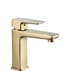 Baterie Lavoar REA ORIX GOLD LOW, Montaj Pe Blat, Capat Fix, Monocomanda, Inaltime 15 Cm, Finisaj Auriu - Img 1