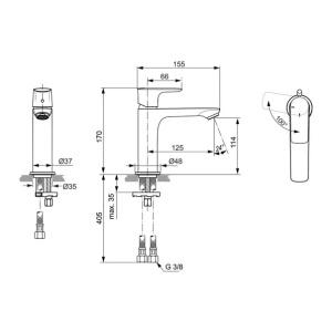 Baterie lavoar tip Grande Ideal Standard Connect Air BlueStart auriu periat monocomanda - Img 6