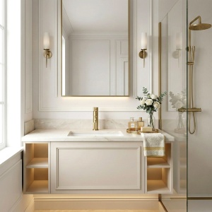 Baterie pentru baie Rea Lungo Stripe Brush Gold Low - Img 6