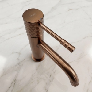 Baterie pentru lavoar Rea Lungo Diamond Brush Copper - Img 6