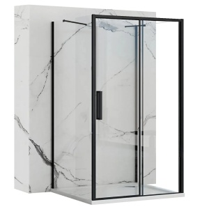 Cabina de dus 100x80x80 cm, Rapid Slide , echipata cu 2 pereti si usa culisanta , finisaj Negru - Img 1