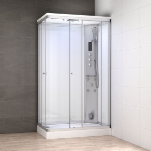 Cabina de dus alba MUE-AR1280-2R cu hidromasaj și saună cu aburi 120 x 80 x 217 cm - Img 2