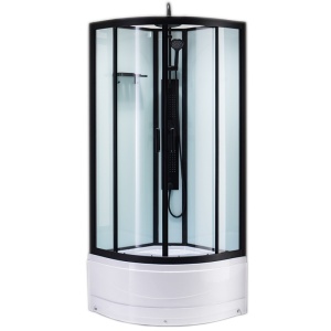 Cabina de dus cu hidromasaj, rame negre cadita alba Nina 90 x 90 cm