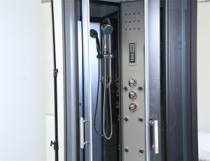 Cabina de dus cu hidromasaj si sauna cu aburi 110 x 110 x 215 cm neagra - Img 5