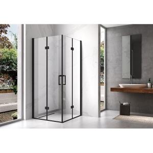 Cabina de dus cu rame negre din sticla securizata cu cadita neagra KZ08C-RIKO 90 x 90 cm - Img 2