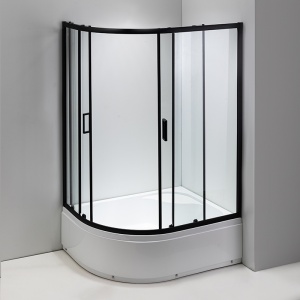 Cabina de dus din sticla securizata 5mm cu rame negre si cadita alba inclusa montaj stanga 115 x 85 cm - Img 8