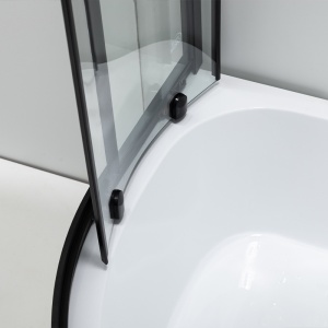 Cabina de dus din sticla securizata 5mm cu rame negre si cadita alba inclusa montaj stanga 115 x 85 cm - Img 18