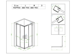 Cabina de dus din sticla securizata si rame cromate KZ93B 90 x 90 cm - Img 10
