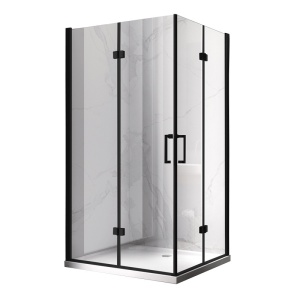 Cabina de dus dreptunghiulara cu cadita KZ12B ST03A negru mat 100 x 80 cm sticla 6 mm - Img 9