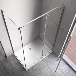 Cabina de dus dreptunghiulara cu rame cromate si cadita neagra slim KZ02D-ST03C 120 x 80 cm - Img 7
