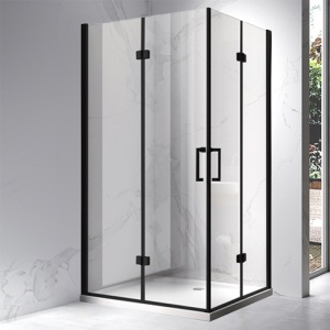 Cabina de dus dreptunghiulara cu rame negre si cadita alba KZ12B-SXL03C 100 x 80 cm - Img 2