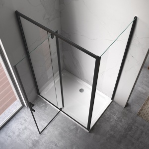 Cabina de dus dreptunghiulara din sticla securizata 6 mm cu rame negre KZ07C 120 x 90 cm - Img 15