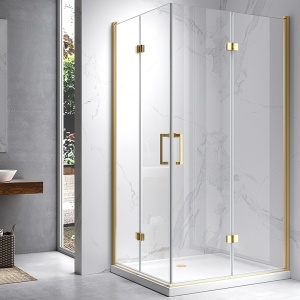 Cabina de dus dreptunghiulara din sticla securizata cu rame aurii KZ13C 120 x 90 cm - Img 7