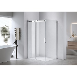 Cabina de dus dreptunghiulara din sticla securizata cu rame cromate si cadita alba inclusa KZ203C-SXL03E 120 x 80 cm - Img 5