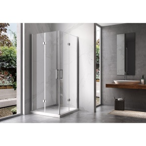 Cabina de dus dreptunghiulara din sticla securizata cu rame cromate si cadita neagra antialunecare KZ12B-SXL03C 100 x 80 cm - Img 6