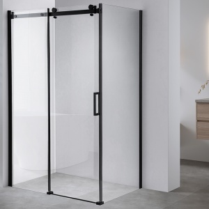 Cabina de dus dreptunghiulara din sticla securizata cu rame negre BS14A 100 x 90 cm - Img 4