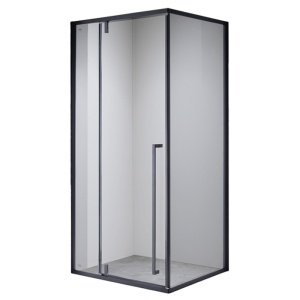 Cabina de dus dreptunghiulara din sticla securizata rame negre BS12D 90x80 cm