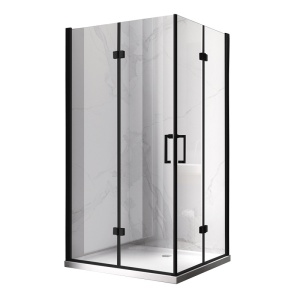Cabina de dus dreptunghiulara din sticla securizata si cadita neagra slim KZ12B/ST03A 100 x 80 cm - Img 9